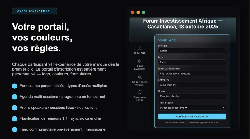 Slide 5 du deck — Votre portail, vos couleurs, vos règles.
